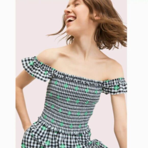 Kate Spade Gingham Voile Smocked Midi Dress - Picture 5 of 13